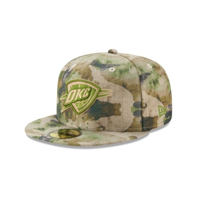 Brown Oklahoma City Thunder Hat - New Era NBA Abstract Camo 59FIFTY Fitted Caps USA6524318